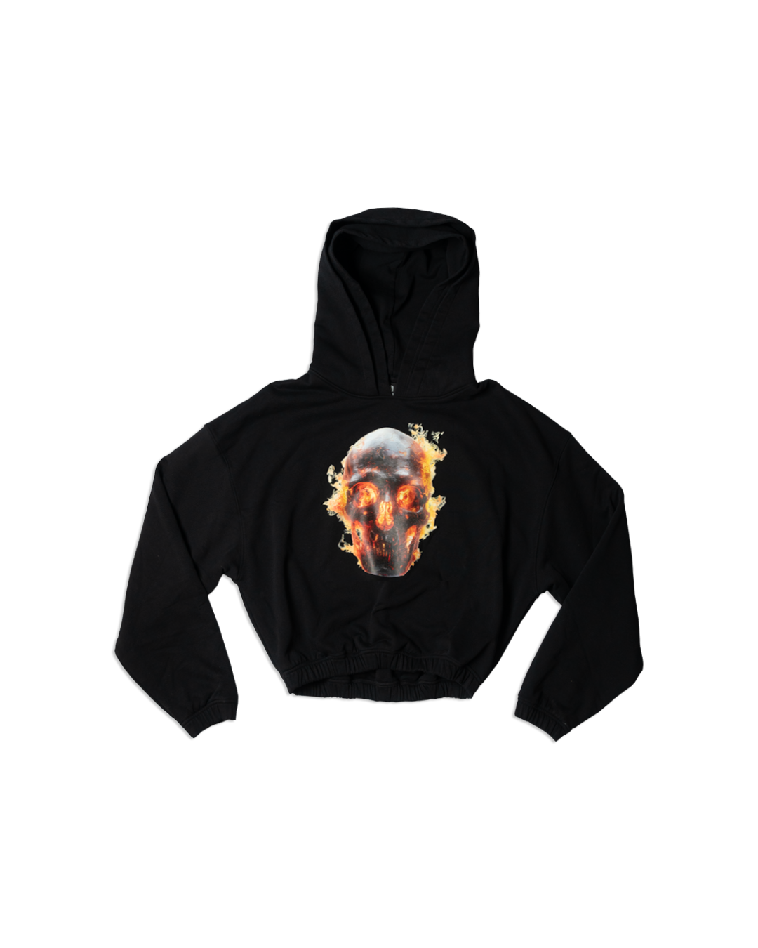 SKULL IN FLAMES DOUBLE HOOD HOODIE