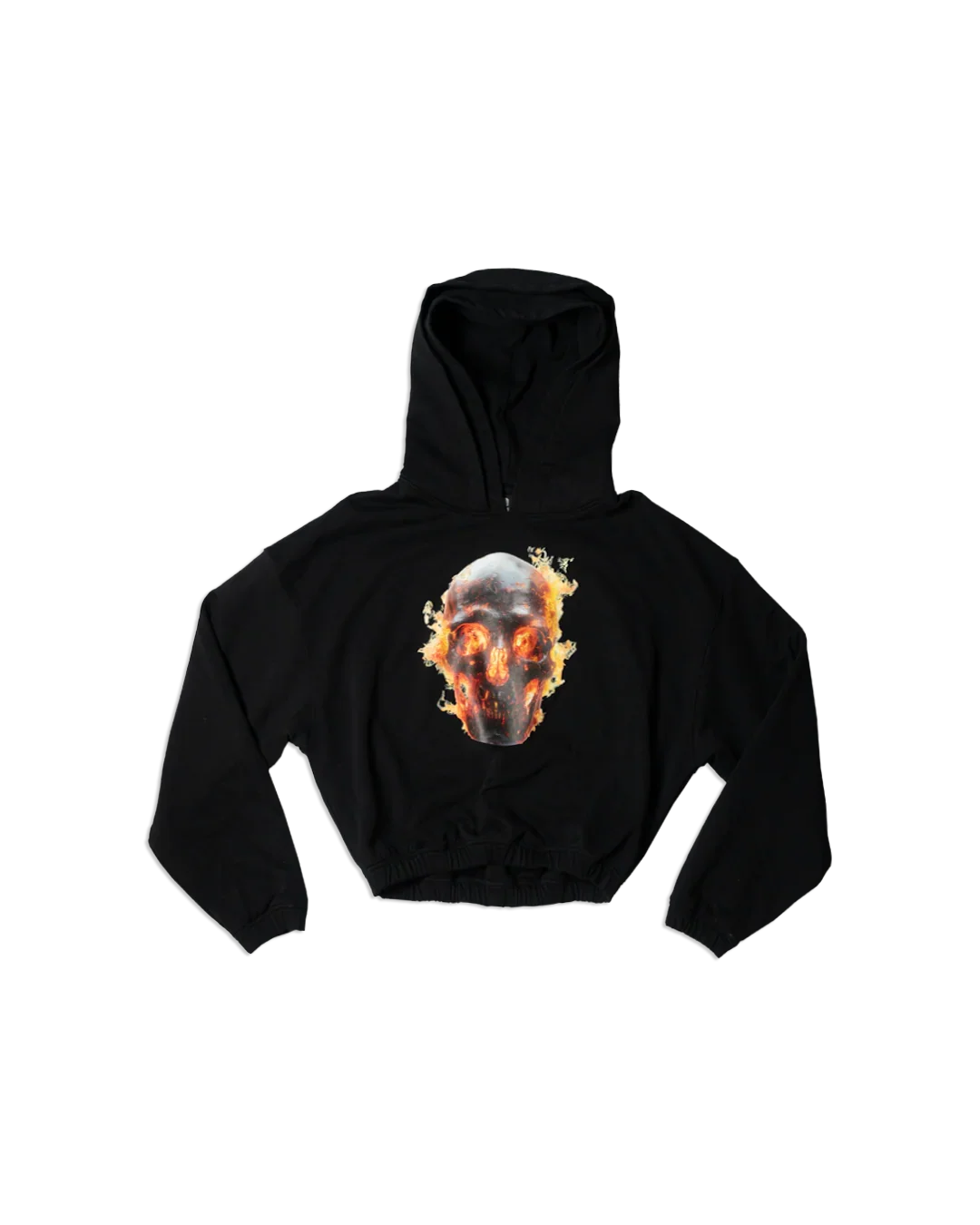 SKULL IN FLAMES DOUBLE HOOD HOODIE