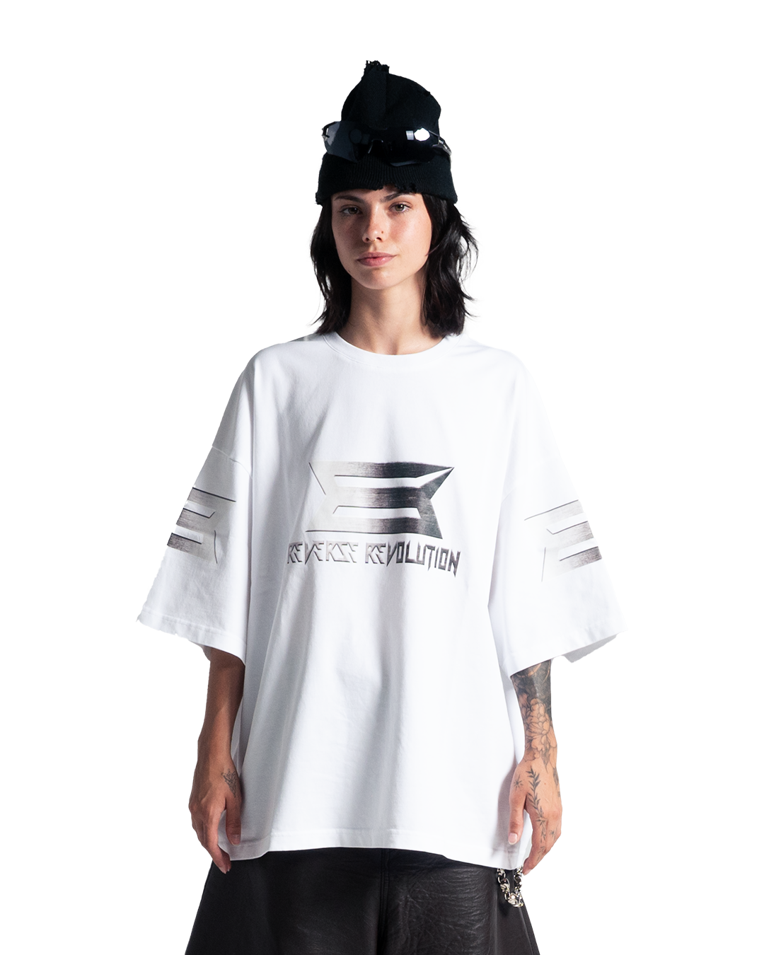 REVERSE REVOLUTION WHITE TEE