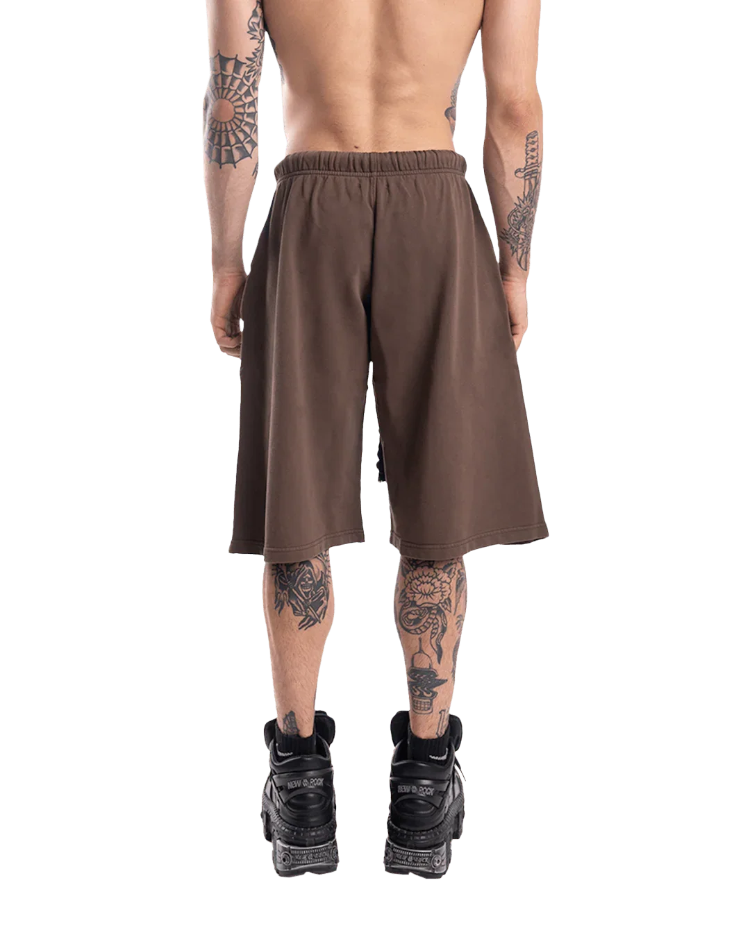 BROWN OVER-THE-KNEE SHORTS