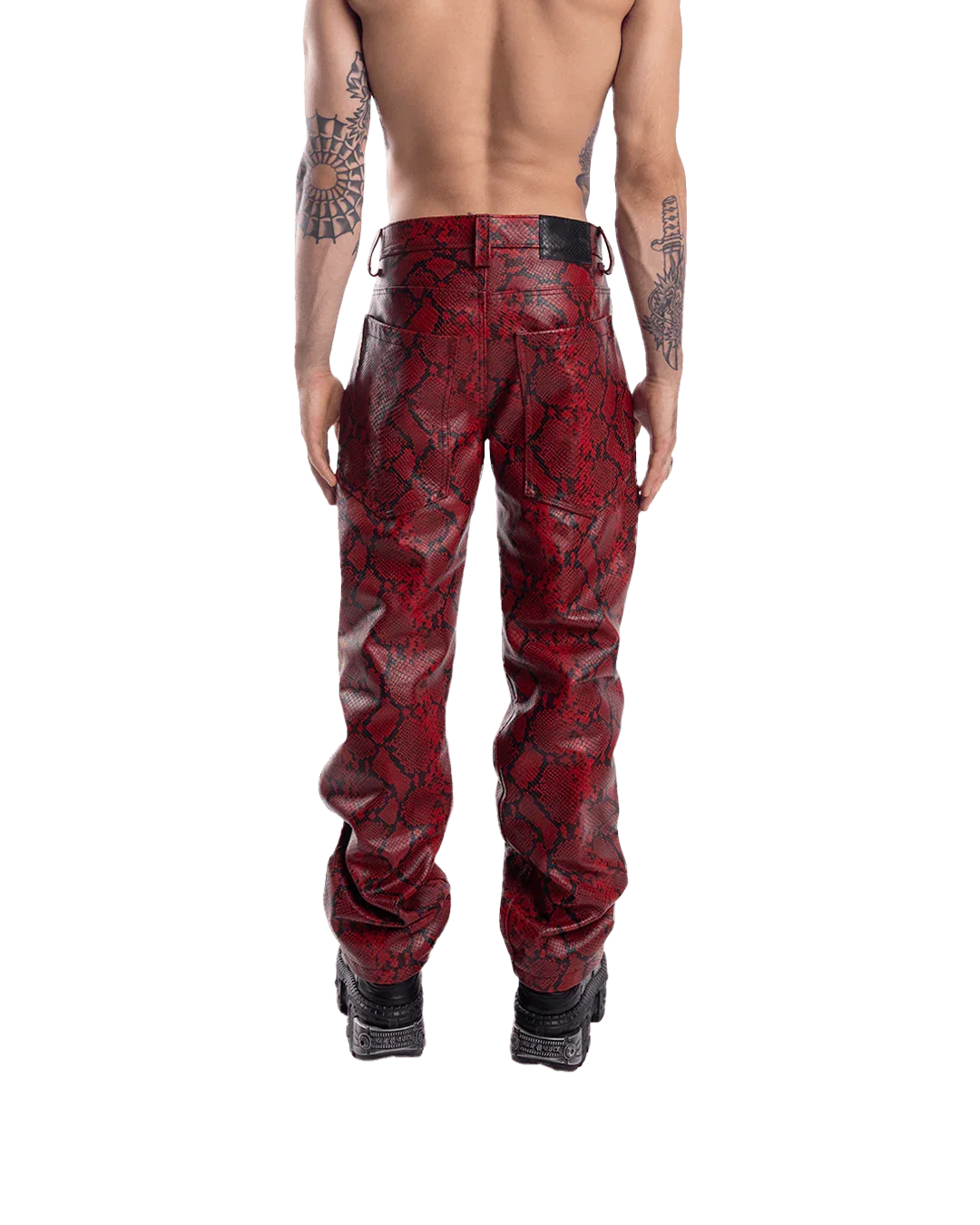 PYTHON STRAIGHT LEATHER PANTS