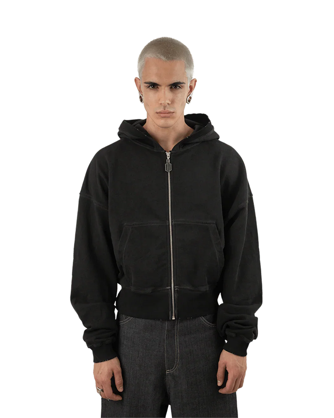 WASHED GREY ZIP HOODIE
