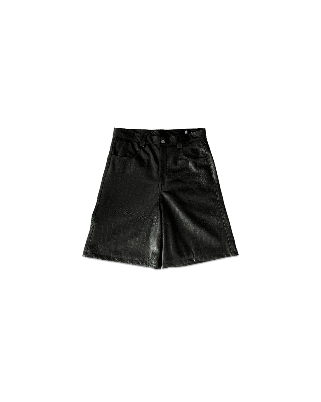 BLACK CAIMAN LEATHER SHORTS