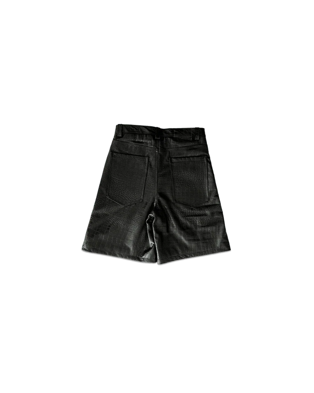 BLACK CAIMAN LEATHER SHORTS