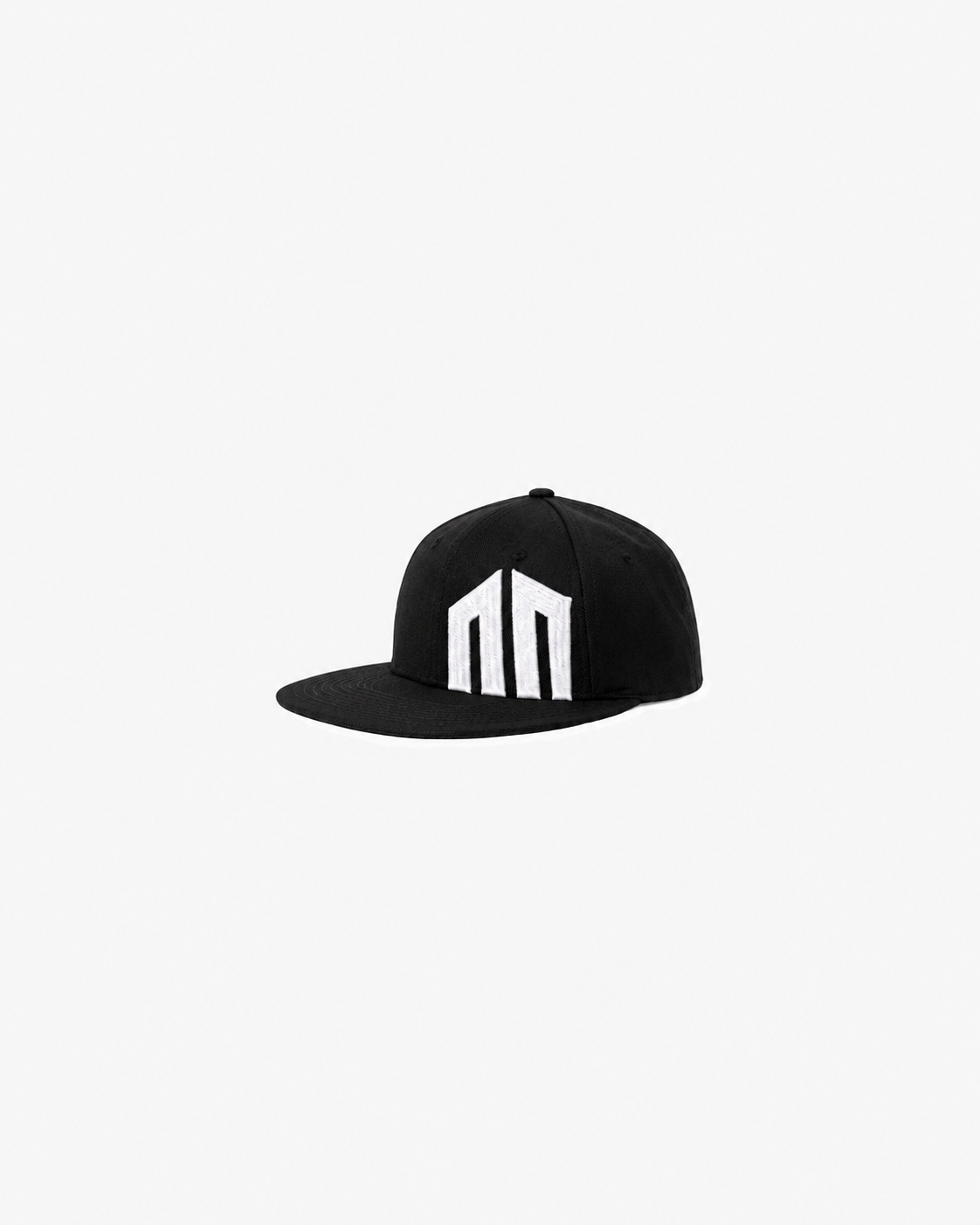WHITE ON BLACK FITTED LOGO CAP