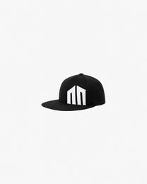 WHITE ON BLACK FITTED LOGO CAP