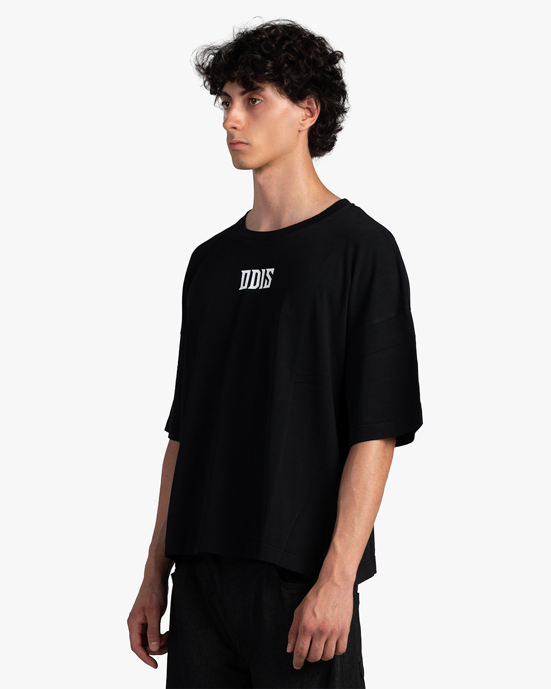 WHITE ON BLACK BOXY TEE