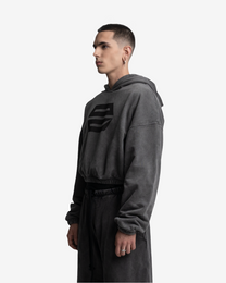 HEAVY-WEIGHT WASHED GREY REVERSE LOGO HOODIE