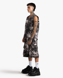 SKULL &amp; SMOKE AOP CARGO SHORTS