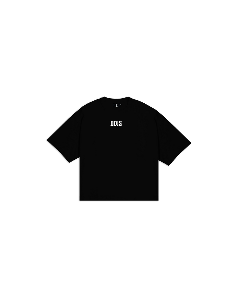 WHITE ON BLACK BOXY TEE