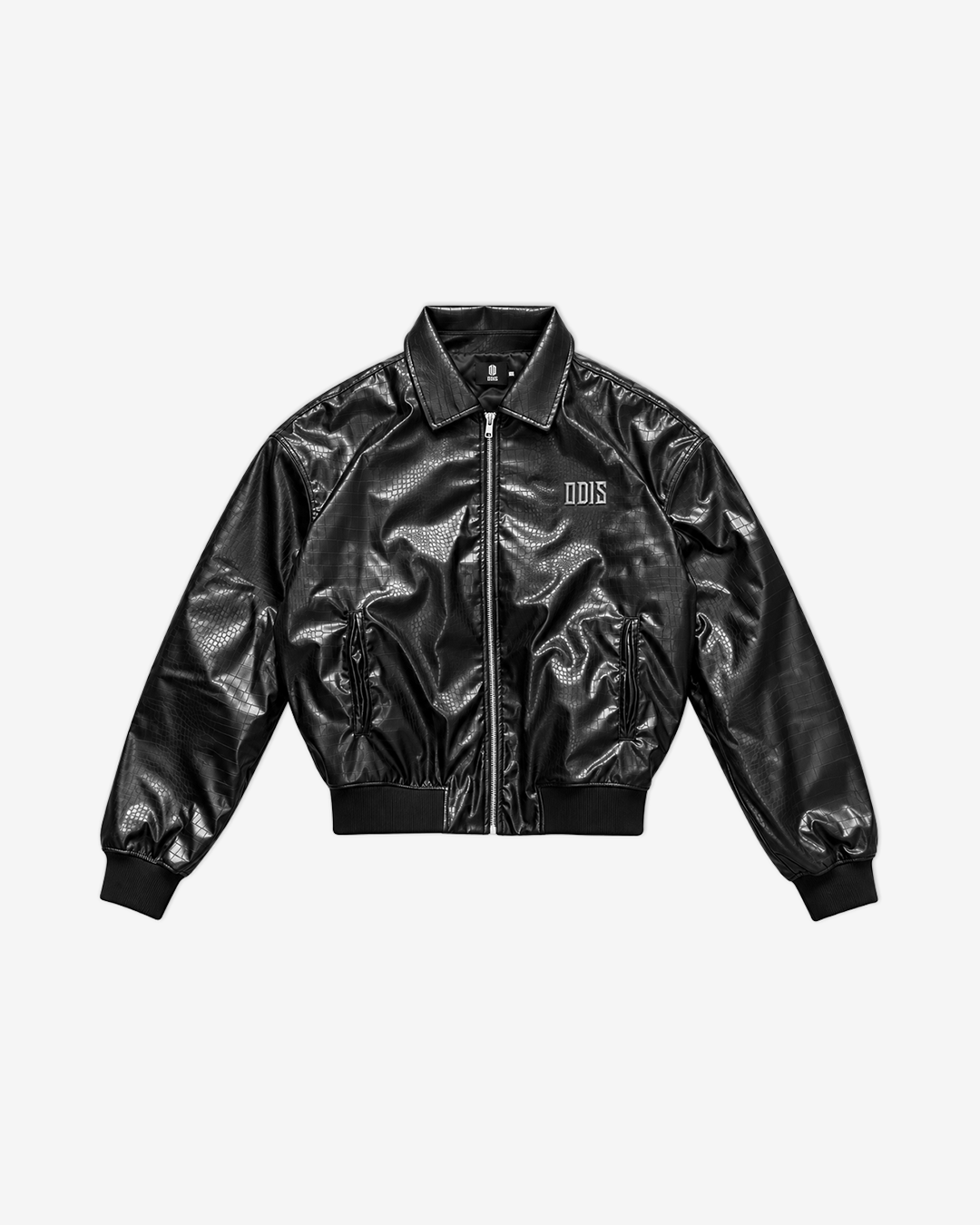 NIGHT CROCODILE PU LEATHER BOMBER JACKET