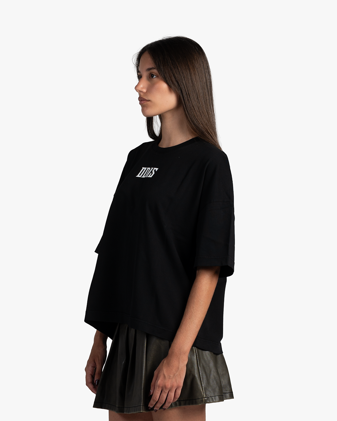 WHITE ON BLACK BOXY TEE