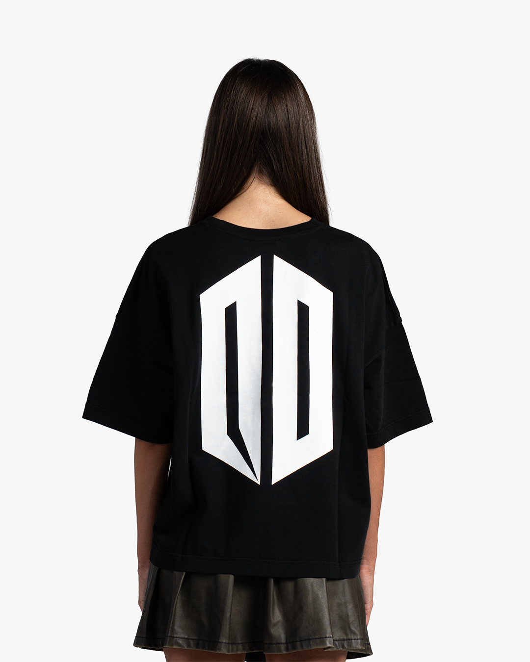 WHITE ON BLACK BOXY TEE