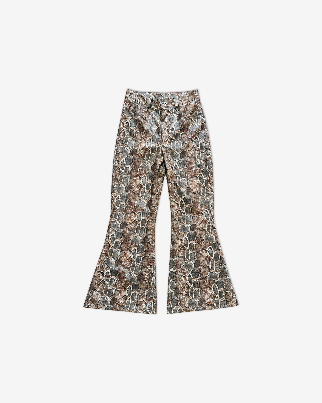 DESERT VIPER PU LEATHER FLARE PANTS