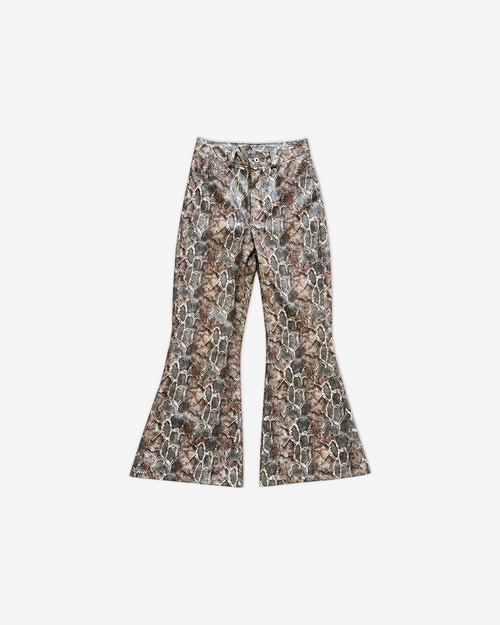 DESERT VIPER PU LEATHER FLARE PANTS