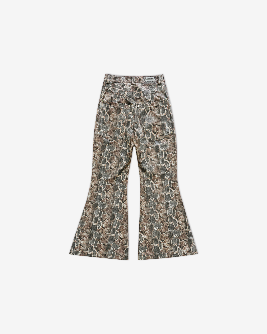 DESERT VIPER PU LEATHER FLARE PANTS