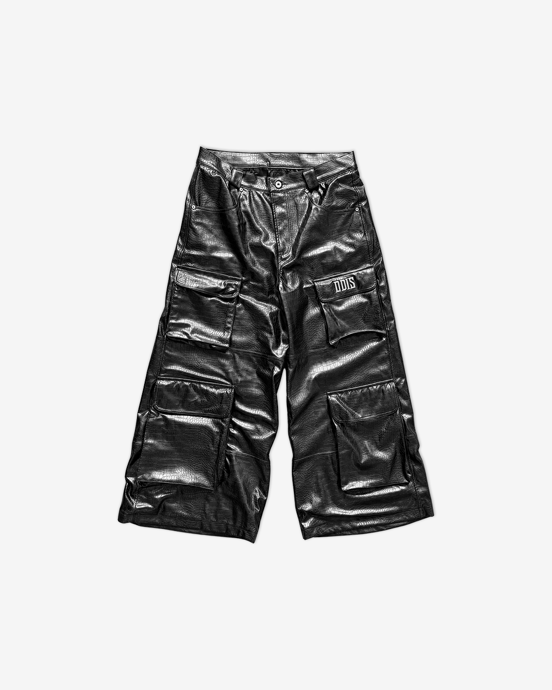 NIGHT CROCODILE PU LEATHER CARGO PANTS