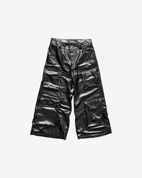 NIGHT CROCODILE PU LEATHER CARGO PANTS