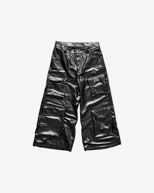 NIGHT CROCODILE PU LEATHER CARGO PANTS