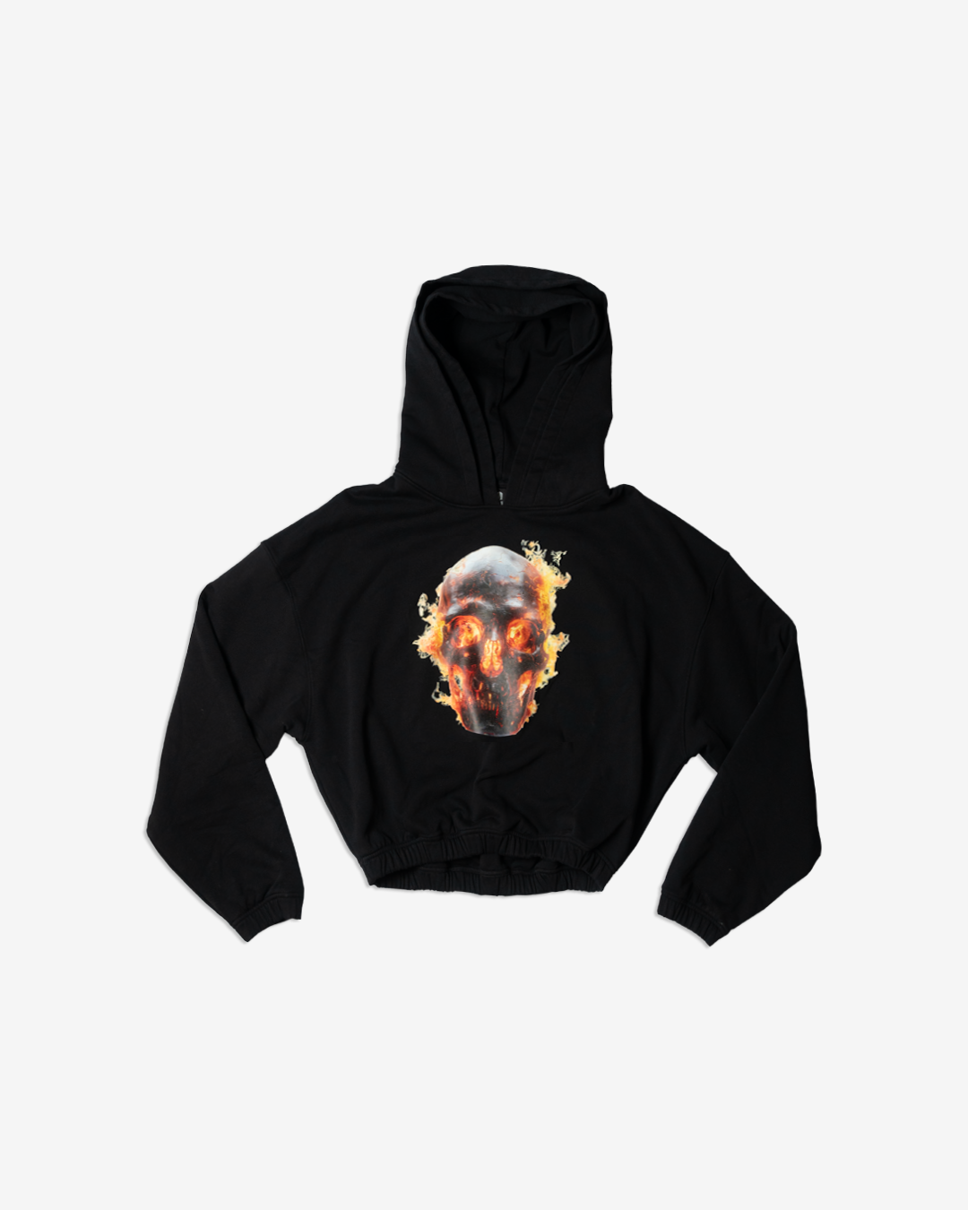 SKULL IN FLAMES DOUBLE HOOD HOODIE