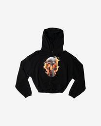 SKULL IN FLAMES DOUBLE HOOD HOODIE