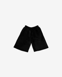 BLACK OVER-THE-KNEE SHORTS