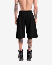 BLACK OVER-THE-KNEE SHORTS