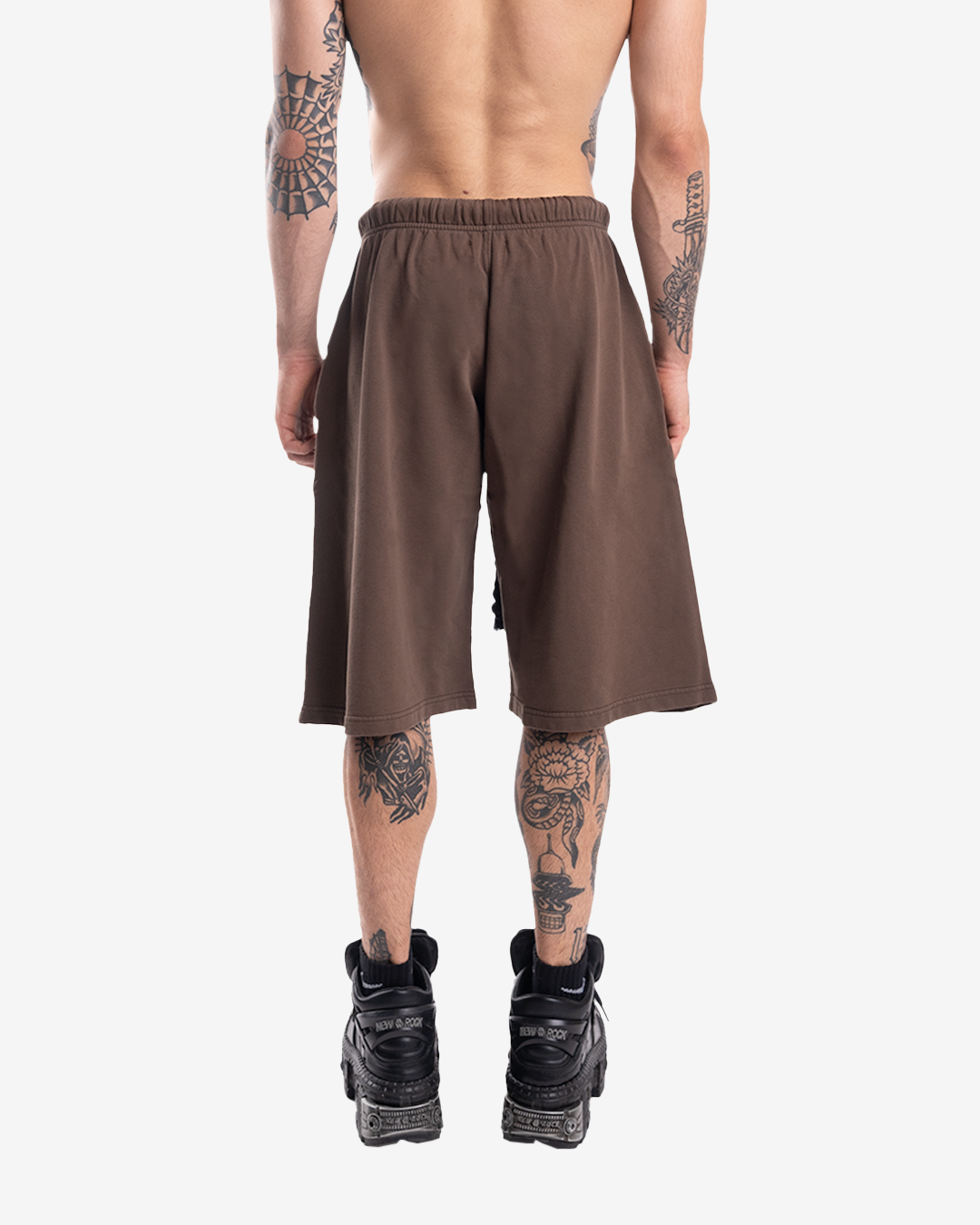 BROWN OVER-THE-KNEE SHORTS