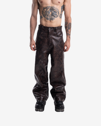 PYTHON BAGGY LEATHER PANTS