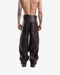 PYTHON BAGGY LEATHER PANTS
