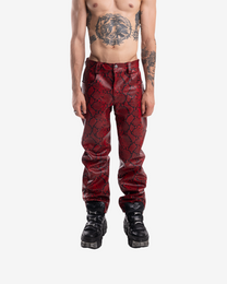 PYTHON STRAIGHT LEATHER PANTS