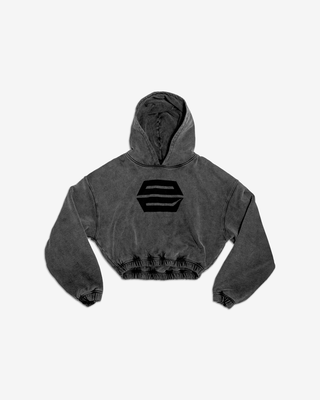 HEAVY-WEIGHT WASHED GREY REVERSE LOGO HOODIE