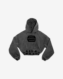 HEAVY-WEIGHT WASHED GREY REVERSE LOGO HOODIE
