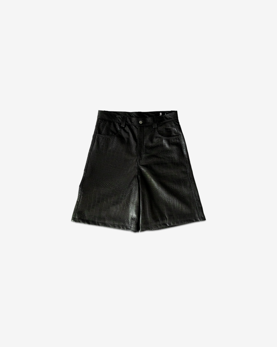 BLACK CAIMAN LEATHER SHORTS