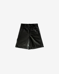 BLACK CAIMAN LEATHER SHORTS
