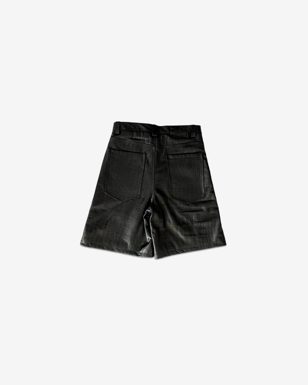 BLACK CAIMAN LEATHER SHORTS