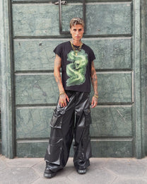 NIGHT CROCODILE PU LEATHER CARGO PANTS